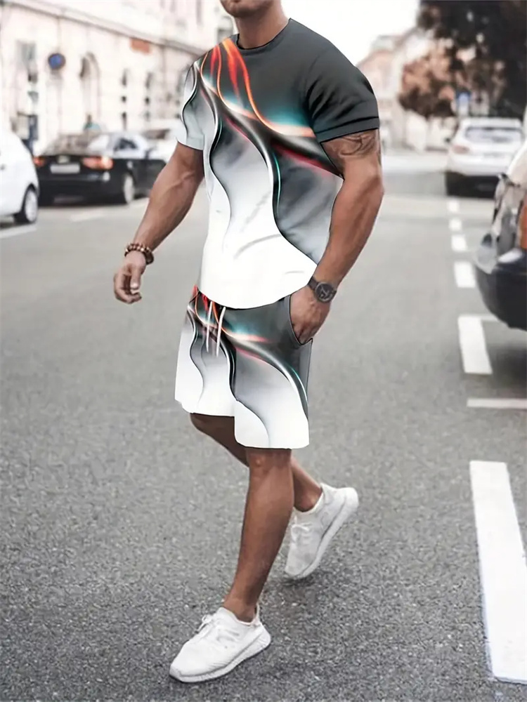 Summer Clothing Pieces - Heren Dames T-shirt met gradiënttextuur Tweedelig