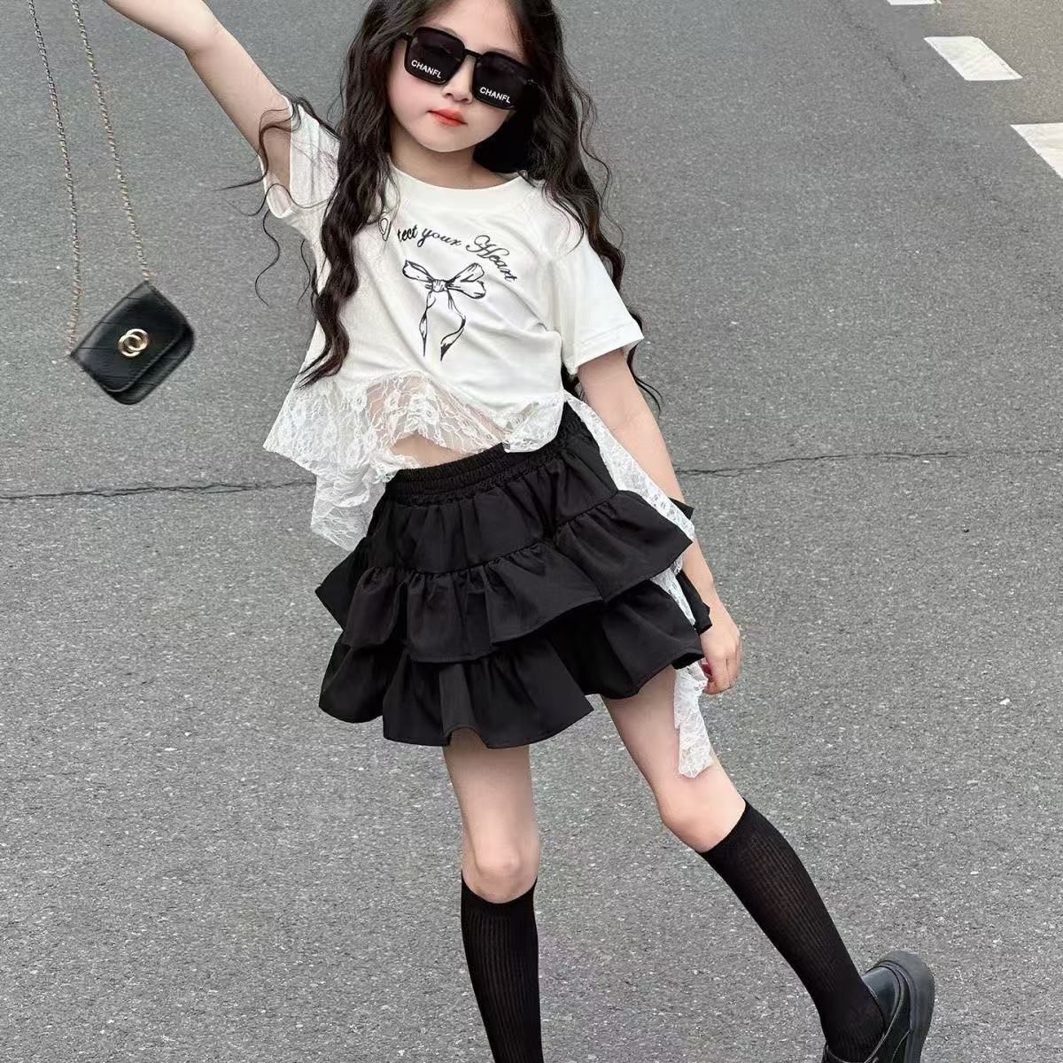 Summer Clothing For Teen Girls - Meisjeskledingset Zomer Nieuwe Kant Splice Letter
