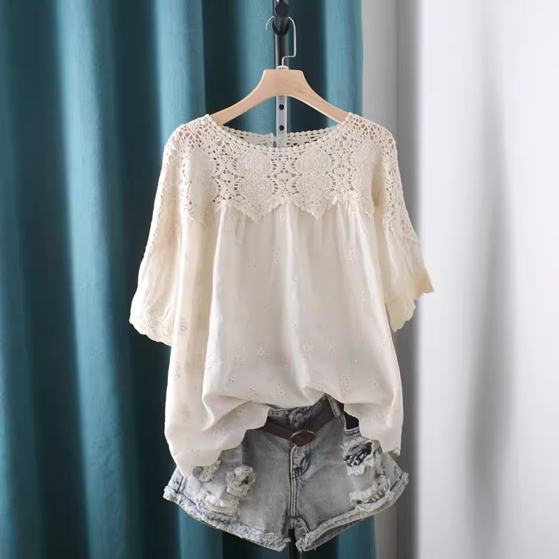 Summer Clothing In Japan - 2026 Uitgeholde kanten patchwork shirts en