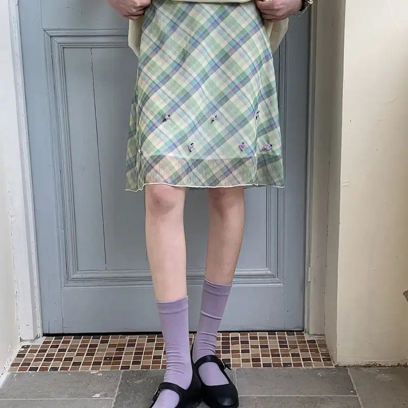 Summer Rose Clothing - Prairie Chic Contrasterende kleuren Geruite rokken