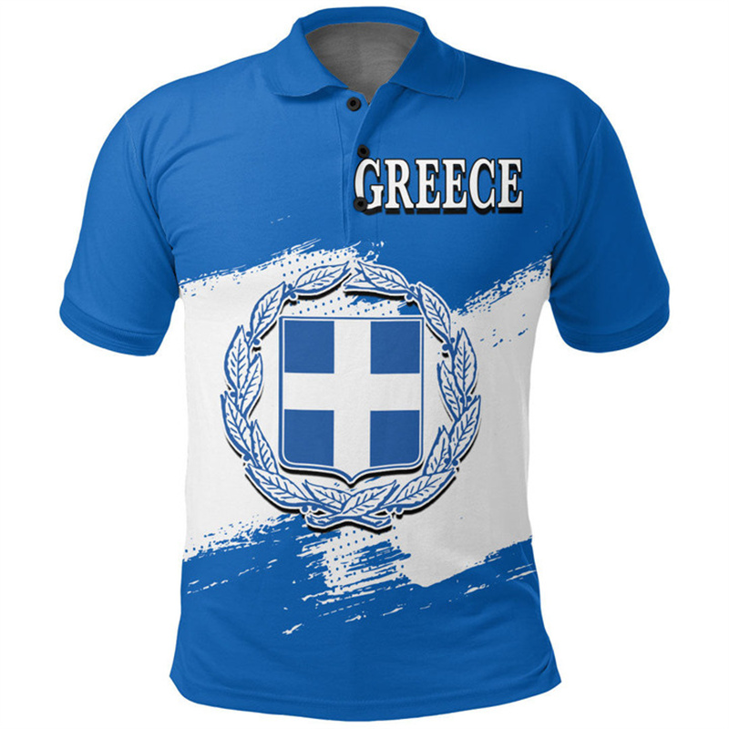 Summer Clothing For Greece - Griekenland vlag kaart 3D print poloshirt