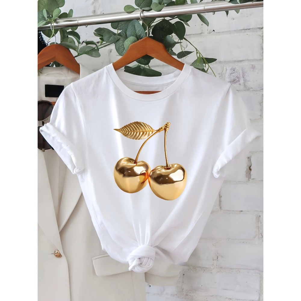 Summer Clothing Aesthetic - Dames casual zomer T-shirt met gouden