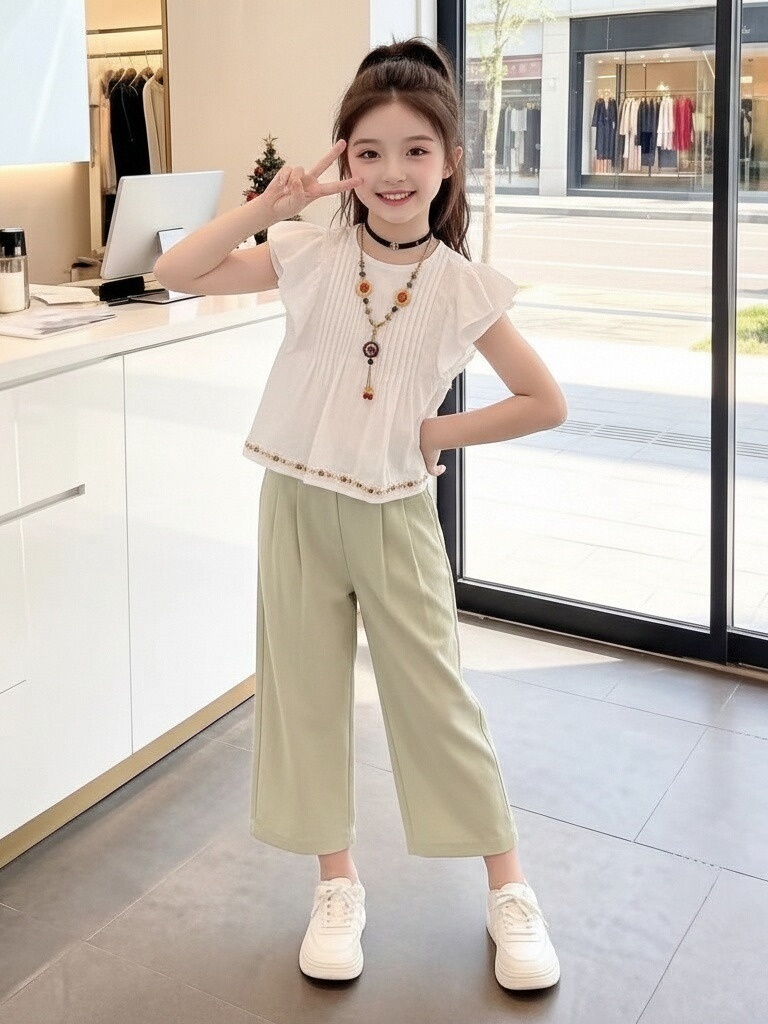 Summer Clothing Girls - Meisjes zomermode korte mouwen shirt en