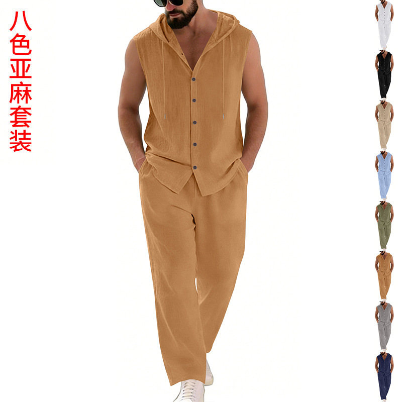 Summer Clothing Men - Casual linnen pak voor heren, trui