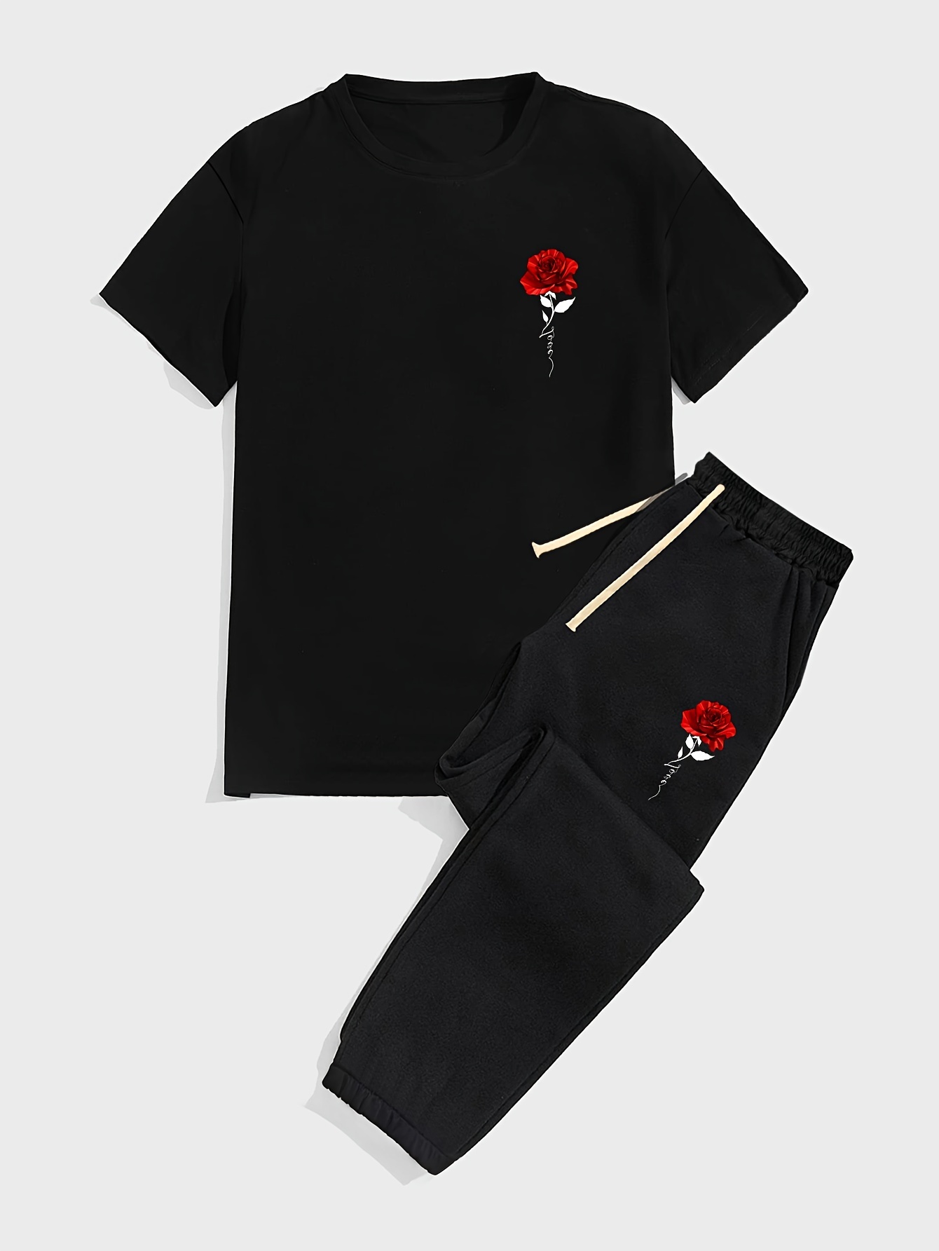 Summer Rose Clothing - Herenmode nieuwe zomer rozenprint, ademend en