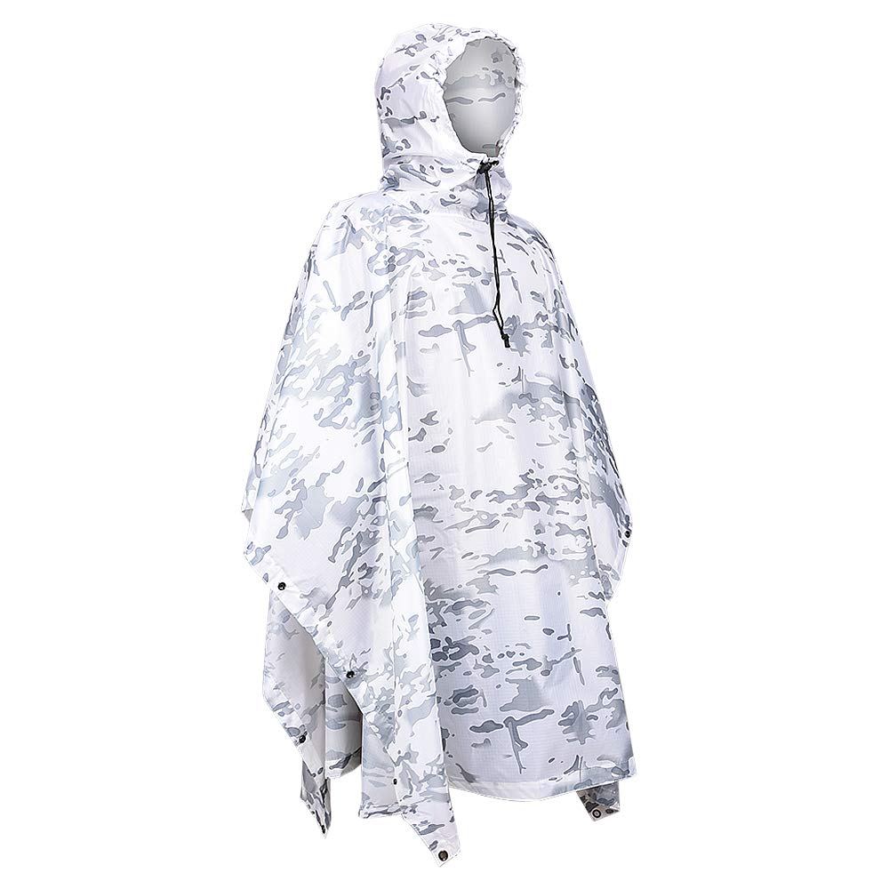 Summer Rain Clothing - Camouflage Tactische Poncho Waterdichte Winterregenjas Sneeuwwit