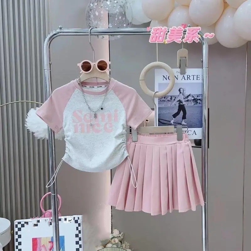 Summer Clothing For Teen Girls - Kinderen Meisjes Korte Mouwen Top Plooirok