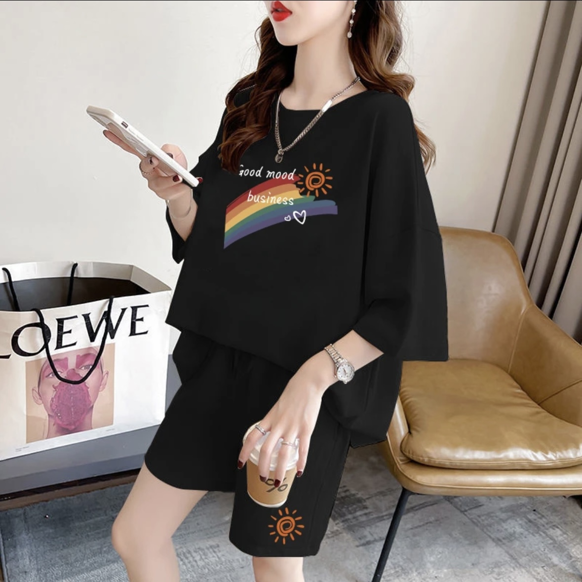 Summer Clothing Pieces - Mode zomerse damesshortset, sportkleding, oversized T-shirt