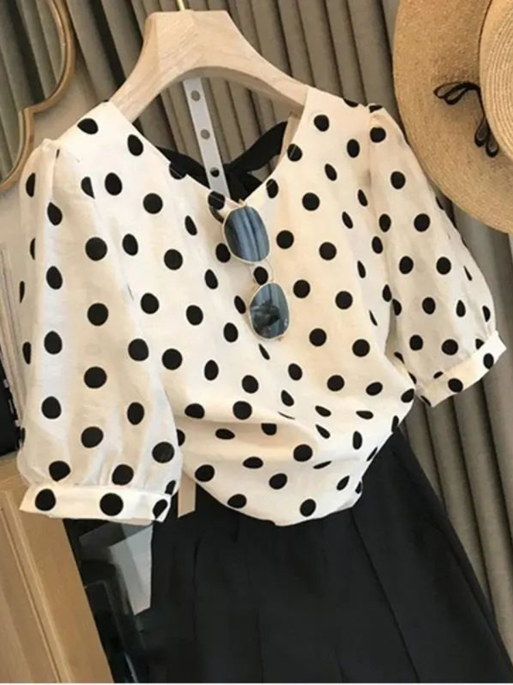 Polka Dot Blouses Dames Elegan - Summer Clothing Aesthetic recensie en prijs
