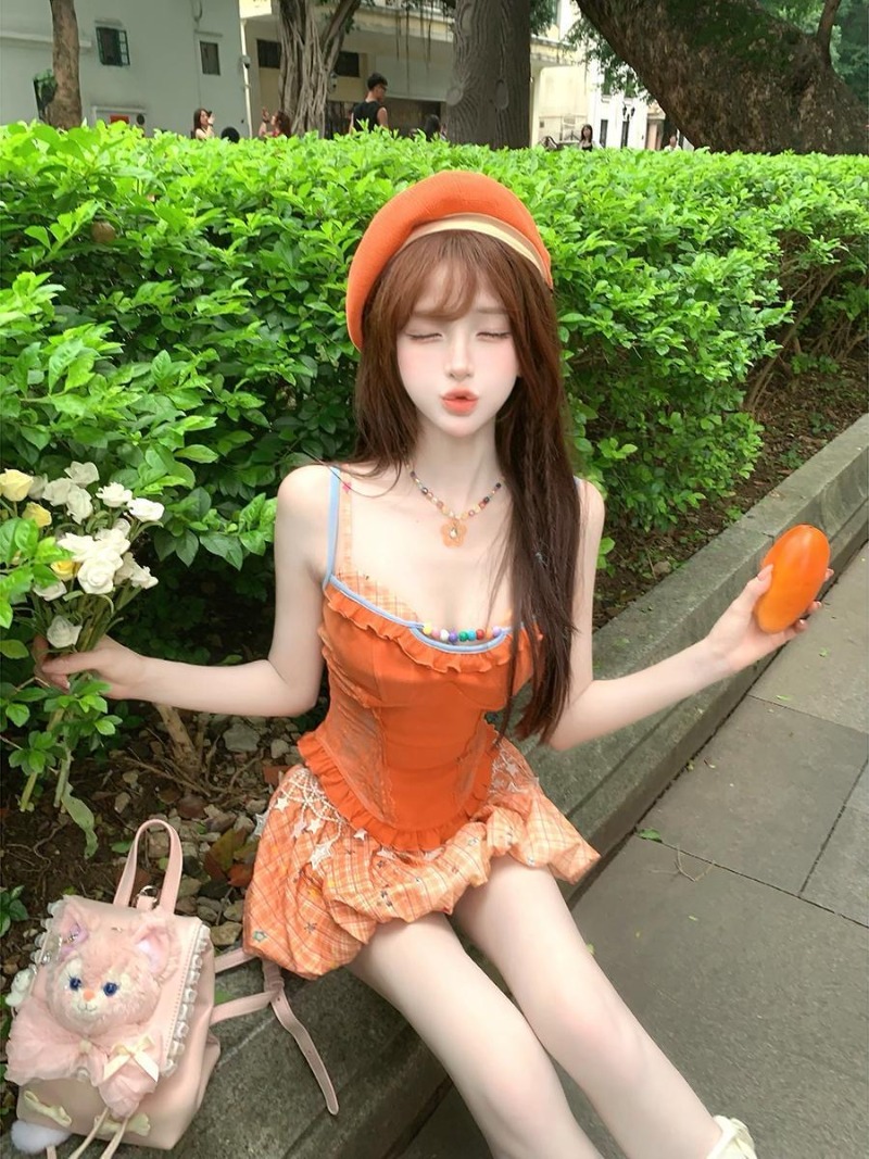Zomer Nieuwe Oranje Dopamine Z - Summer Clothing Girls recensie en prijs