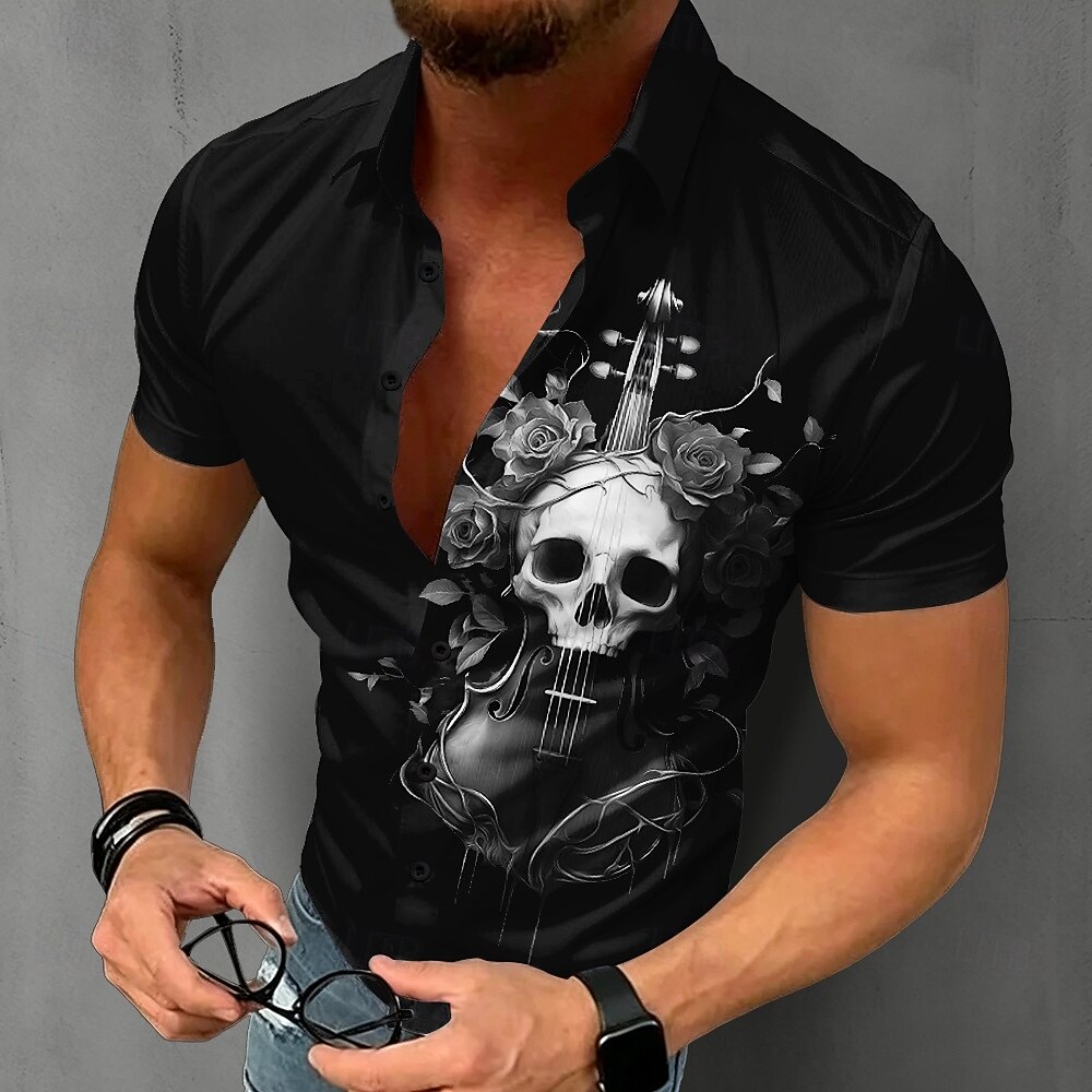 Heren Gothic Skull Shirt Korte - Summer Rose Clothing recensie en prijs