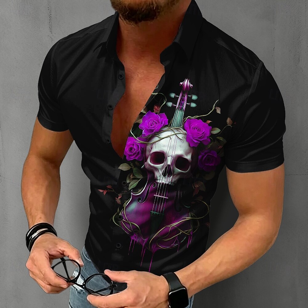 Heren Gothic Skull Shirt Korte - Summer Rose Clothing recensie en prijs