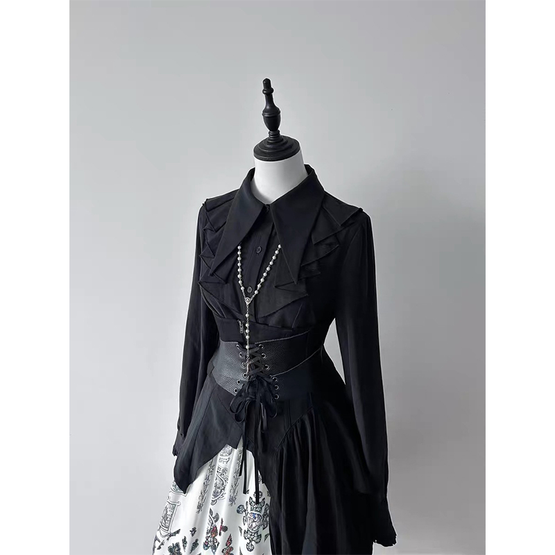 Gothic Ruches Zwarte Shirts Vr - Summer Goth Clothing recensie en prijs