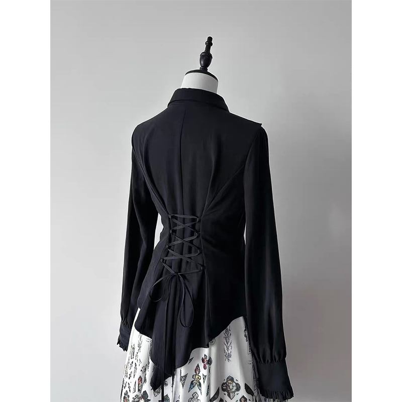 Gothic Ruches Zwarte Shirts Vr - Summer Goth Clothing recensie en prijs