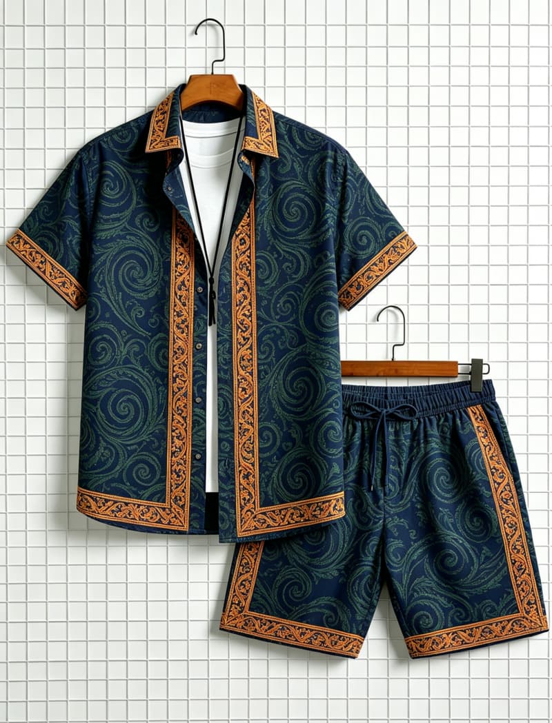 Herenset met etnische print, k - Summer Clothing Line recensie en prijs