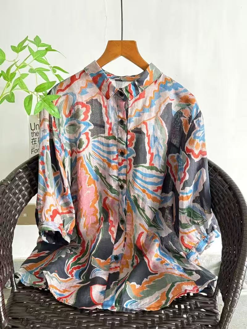 2026 Pure Ramie Print Shirt Da - Summer Clothing In Japan recensie en prijs